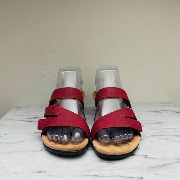 Vionic Park Deanna Red Leather Slide Sandals Women’s Size 6.5 - Picture 2 of 11